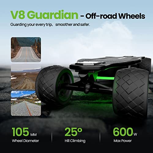 isinwheel V8 Electric Skateboard with Remote, 1200W Brushless Motor, IP54 Waterproof, Electric Longboard