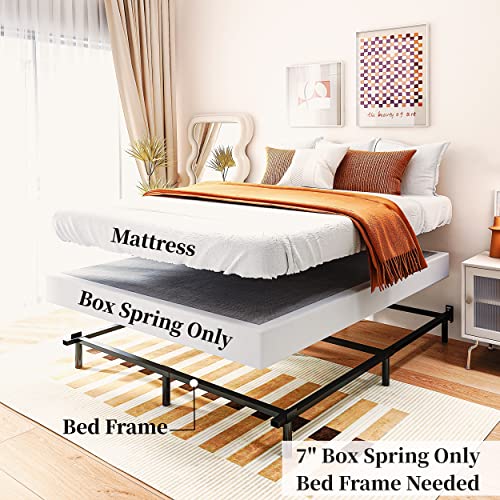 THEOCORATE 7 Inch Box Spring Queen, Metal High Profile Spring, Heavy Duty Mattress Foundation