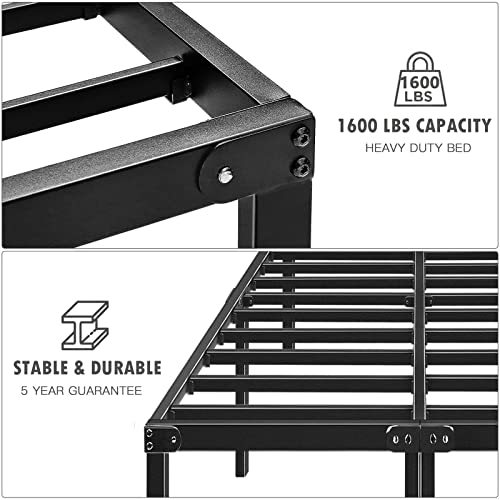 HAAGEEP 18 Inch Queen Bed Frame No Box Spring Needed High Platform Bedframes