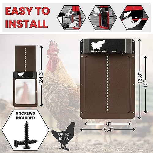 RUN-CHICKEN Door (Brown) Automatic Chicken Coop Door Opener with Timer