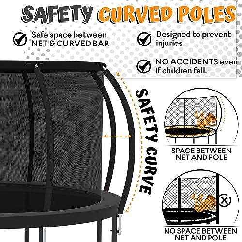 JUMPZYLLA Recreational Trampoline with Enclosure and Ladder, Galvanized Anti-Rust Coating