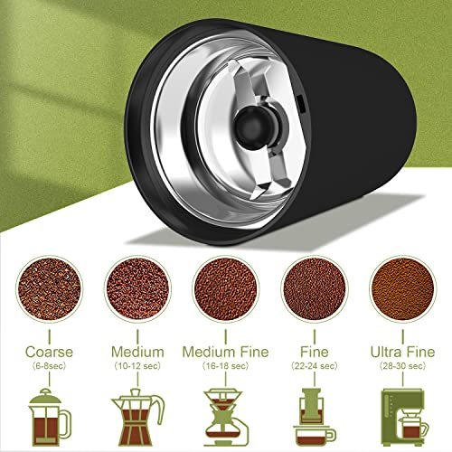 Wancle Electric Coffee Grinder, Quiet Spice Grinder, One Touch Coffee Mill for Beans