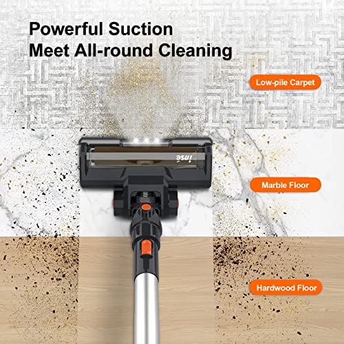 INSE Cordless Vacuum Cleaner, 6-in-1 Rechargeable Stick Vacuum, 45mins Runtime
