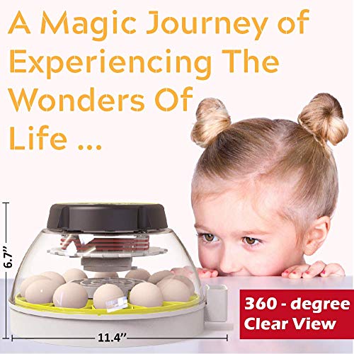 KEBONNIXS 12 Egg Incubator with Humidity Display, Egg Candler, Automatic Egg Turner