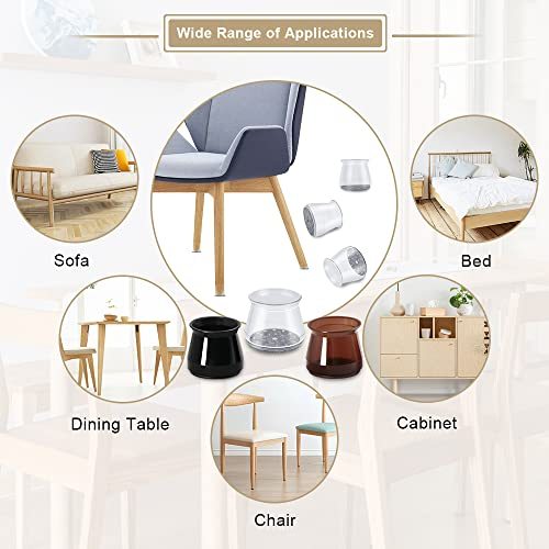 32 Pcs Chair Leg Protectors for Hardwood Floors, Silicone Felt Furniture Leg Cover Pad