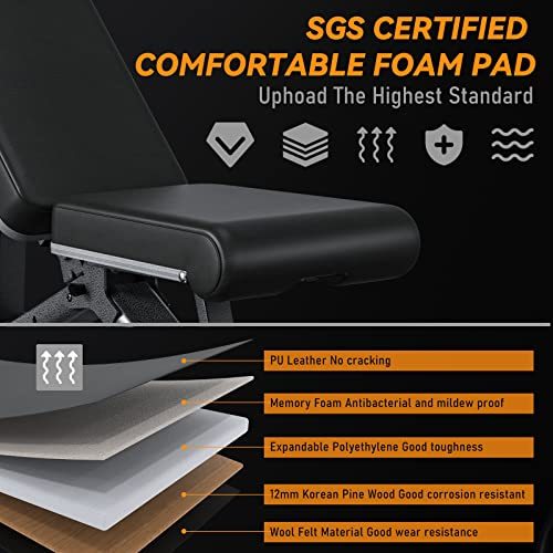 BARWING 90° Adjustable Weight Bench Workout Bench, 800 LB Heavy Duty Incline Decline Bench