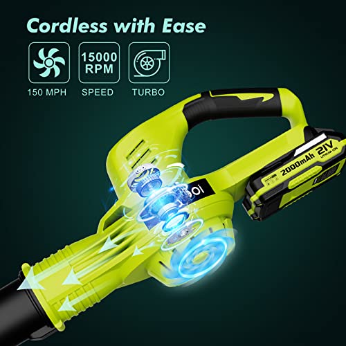Cordless Leaf Blower - Electric Leaf Blower Cordless with 2 Batteries and Charger