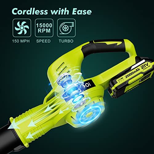 Cordless Leaf Blower - Electric Leaf Blower Cordless with 2 Batteries and Charger