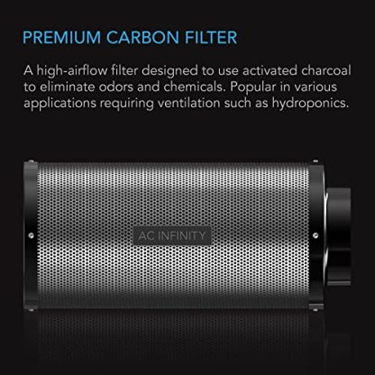 AC Infinity Air Carbon Filter 12" with Premium Australian Virgin Charcoal, for Inline Duct Fan