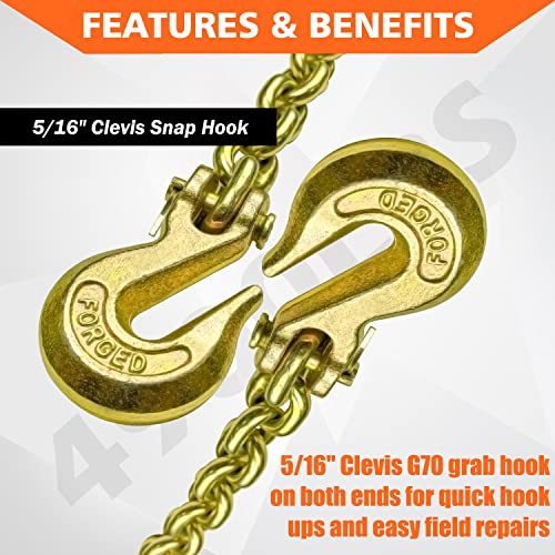 YATOINTO G80 Transport Binder Chain 5/16 Inch x 20 Foot Safety/Binder Chain