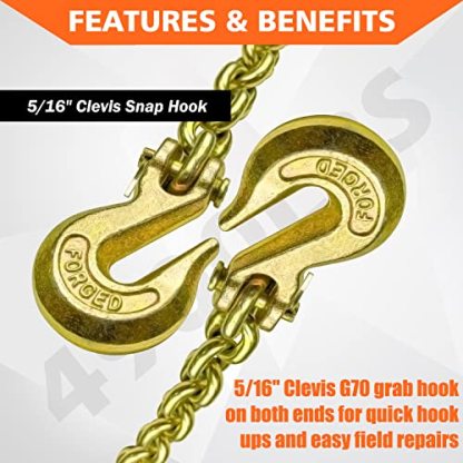 YATOINTO G80 Transport Binder Chain 5/16 Inch x 20 Foot Safety/Binder Chain