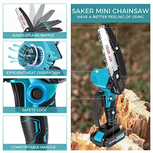 Saker Mini Chainsaw,6 Inch Portable Electric Chainsaw Cordless