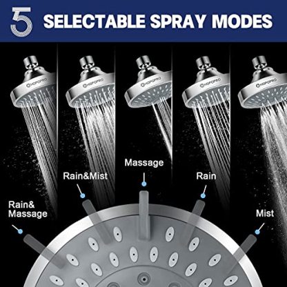 HOPOPRO NBC News Recommended 5 Modes High Pressure Shower Head 4.1 Inch