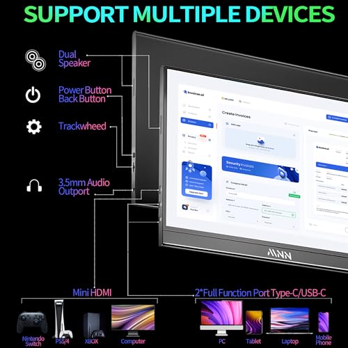 MNN Portable Monitor 15.6inch FHD 1080P Laptop Monitor USB C HDMI Gaming Ultra-Slim IPS Display
