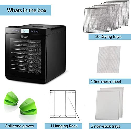 Magic Mill Food Dehydrator Machine with Digital Adjustable Timer, Dryer for Jerky, Herb, Meat