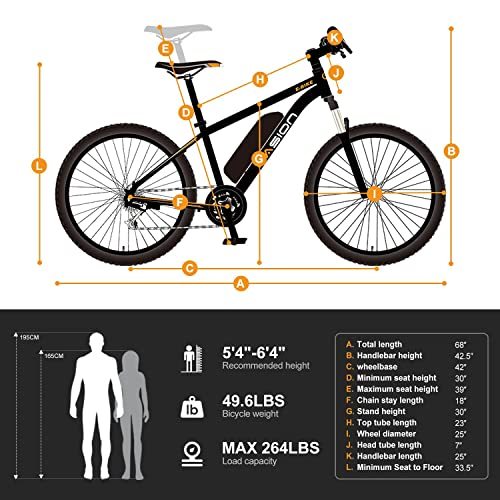 Jasion Electric Mountain Bike for Adults with 360Wh Removable Battery, 40Miles 20MPH