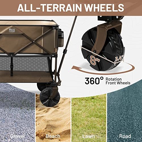 TIMBER RIDGE 400L Large Capacity Folding Double Decker Wagon, 54" Extra Long Extender Wagon Cart