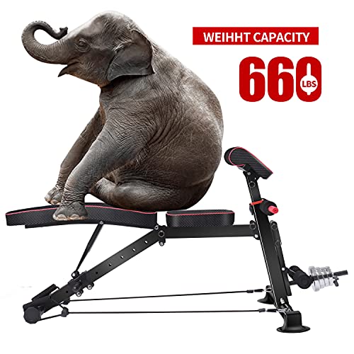 Adjustable Weight Bench - Utility Weight Benches for Full Body Workout, Foldable Flat