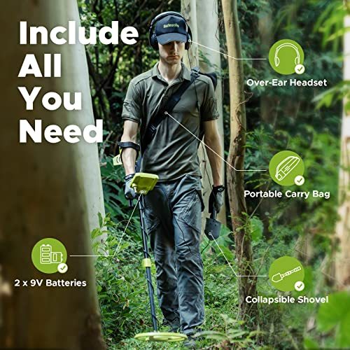 Metal Detector for Adults, 5 Professional Mode with Higher Accuracy 10” Waterproof Coil for Gold Detecting
