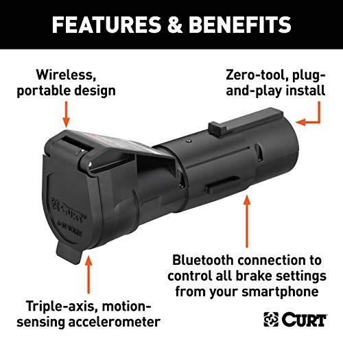 CURT 51180 Echo Mobile Electric Trailer Brake Controller with Bluetooth-Enabled Smartphone Connection