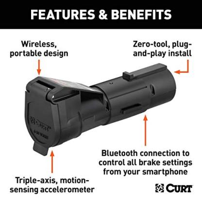 CURT 51180 Echo Mobile Electric Trailer Brake Controller with Bluetooth-Enabled Smartphone Connection