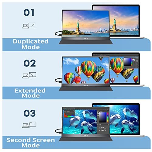 MNN Portable Monitor 15.6inch FHD 1080P Laptop Monitor USB C HDMI Gaming Ultra-Slim IPS Display