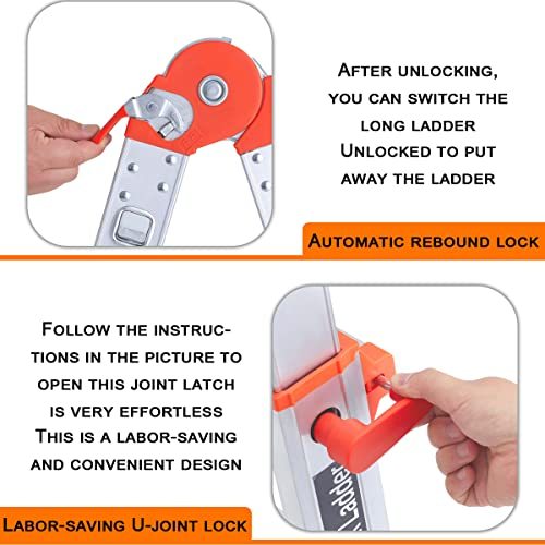 LANBITOU Ladder, A Frame 4 Step Ladder Extension, 14 FT Anti-Slip Multi Position Ladder
