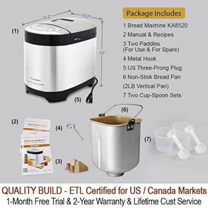 KITCHENARM 29-in-1 SMART Bread Machine with Gluten Free Setting Bread Maker Machine