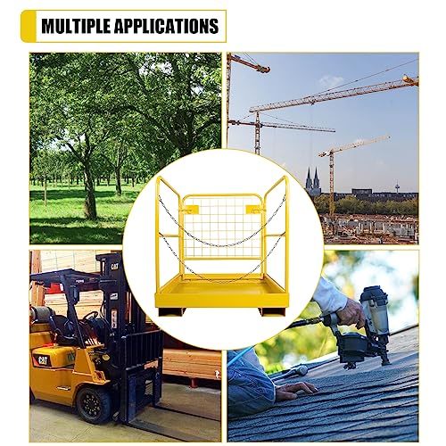 KUAFU 36x36 Forklift Safety Cage Heavy Duty Steel Forklift Man Basket 1200 LBS