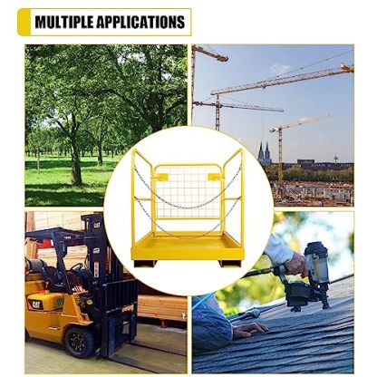 KUAFU 36x36 Forklift Safety Cage Heavy Duty Steel Forklift Man Basket 1200 LBS