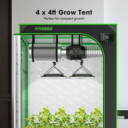 VIVOSUN 4x4 Grow Tent, 48"x48"x80" High Reflective Mylar with Observation Window and Floor Tray