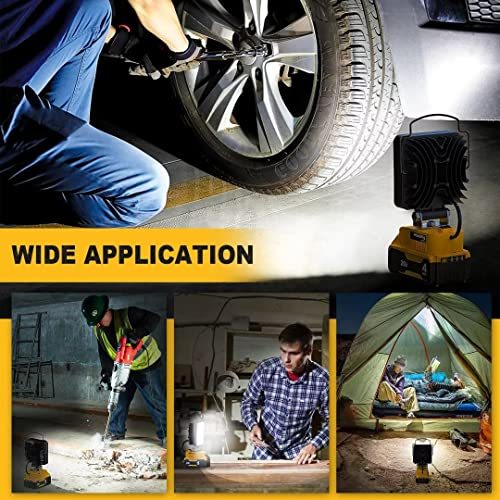 LIVOWALNY Cordless 20V Max LED Work Light for Dewalt 20v Battery 48W Flashlight