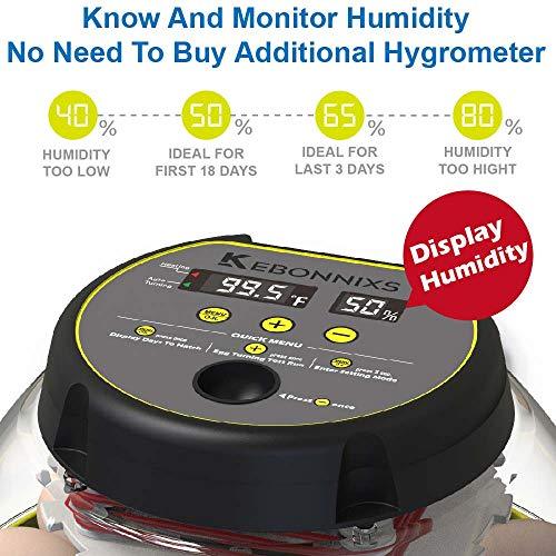 KEBONNIXS 12 Egg Incubator with Humidity Display, Egg Candler, Automatic Egg Turner