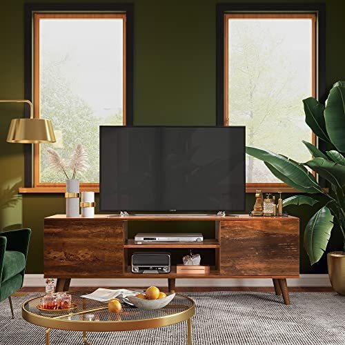 WLIVE TV Stand for 55 60 inch TV, Mid Century Modern TV Console, Entertainment Center