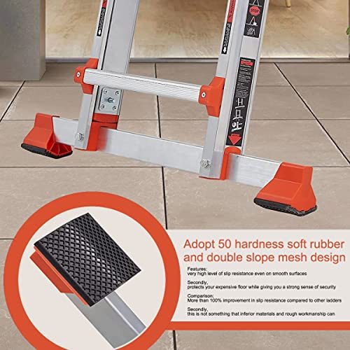 LANBITOU Ladder, A Frame 4 Step Ladder Extension, 14 FT Anti-Slip Multi Position Ladder