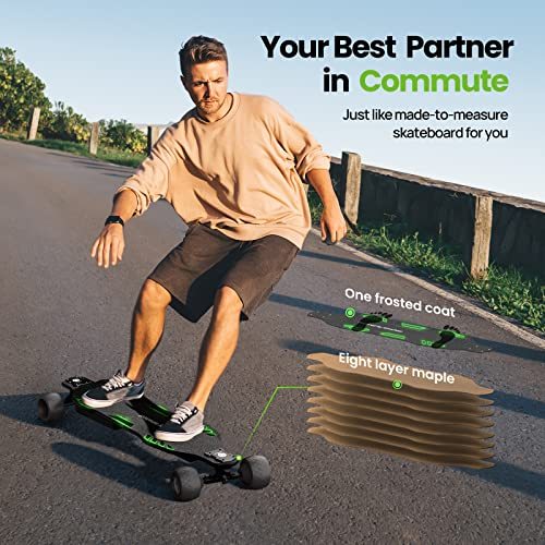 isinwheel V8 Electric Skateboard with Remote, 1200W Brushless Motor, IP54 Waterproof, Electric Longboard