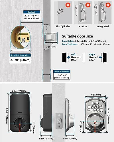 TEEHO TE001 Keyless Entry Door Lock with Keypad - Smart Deadbolt Lock for Front Door