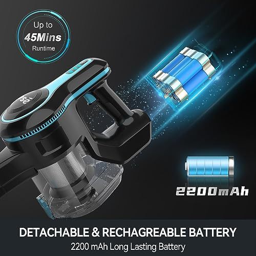 INSE Cordless Vacuum Cleaner, 6-in-1 Rechargeable Stick Vacuum with 2200 mAh Battery