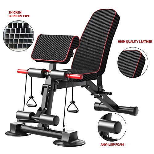 Adjustable Weight Bench - Utility Weight Benches for Full Body Workout, Foldable Flat
