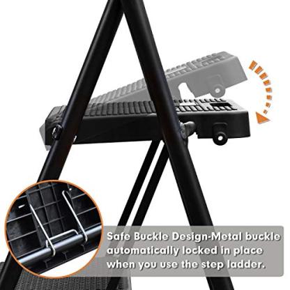 HBTower 3 Step Ladder, Folding Step Stool with Wide Anti-Slip Pedal, 500lbs