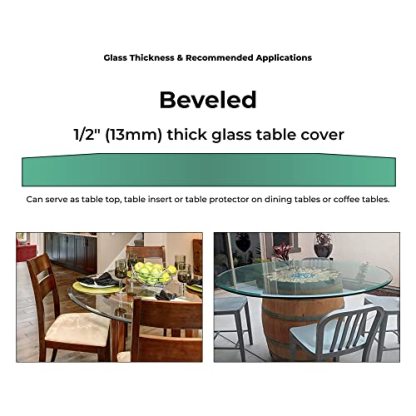 22" Inch Round Glass Table Top 1/2" Thick Tempered Beveled Edge by Fab Glass and Mirror