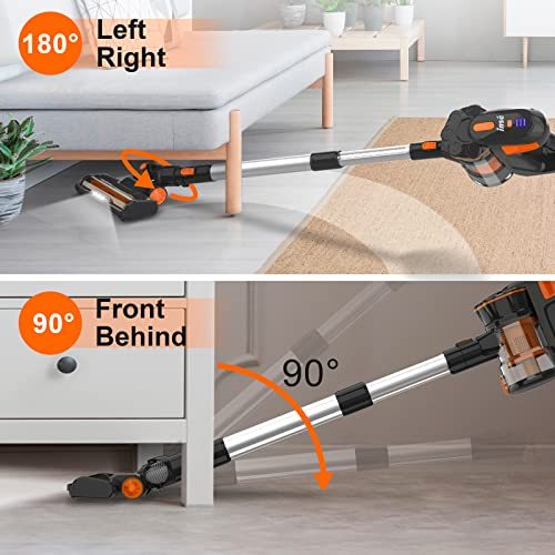 INSE Cordless Vacuum Cleaner, 6-in-1 Rechargeable Stick Vacuum, 45mins Runtime