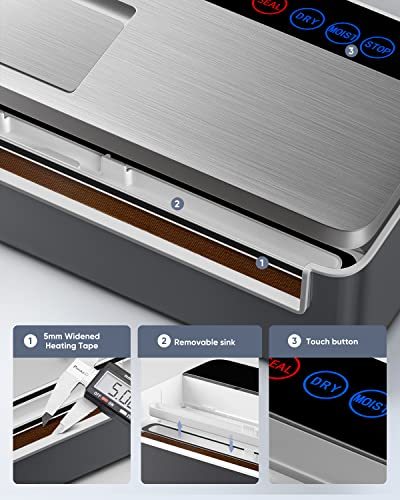 Vacuum Sealer Machine, Full Automatic Food Sealer (95Kpa), Air Sealing System for Food Sealer Dry