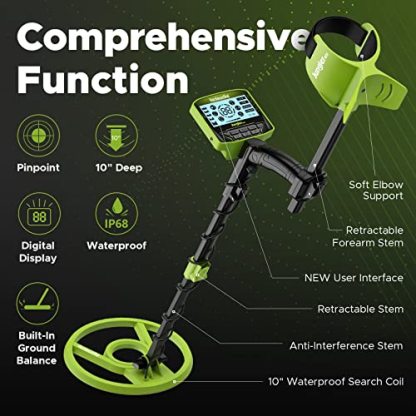 Metal Detector for Adults, 5 Professional Mode with Higher Accuracy 10” Waterproof Coil for Gold Detecting