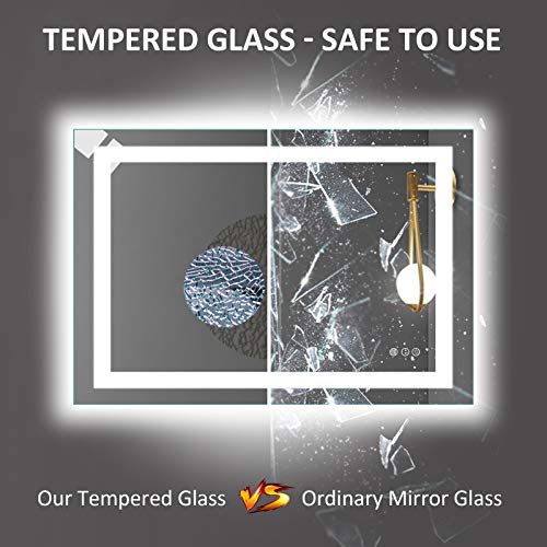 Amorho LED Vanity Bathroom Mirror 40"x 32" with Front and Backlit, Stepless Dimmable Double Wall Mirror