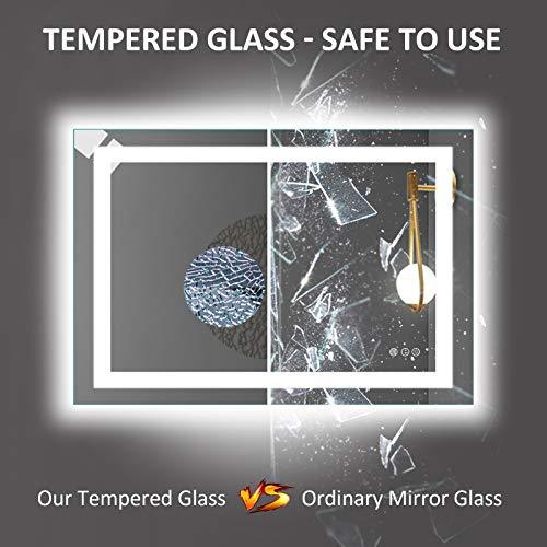 Amorho LED Vanity Bathroom Mirror 40"x 32" with Front and Backlit, Stepless Dimmable Double Wall Mirror