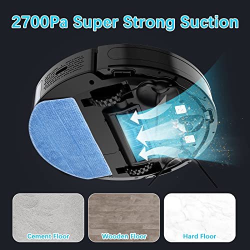 Tikom Robot Vacuum and Mop, G8000 Robot Vacuum Cleaner, 2700Pa Strong Suction