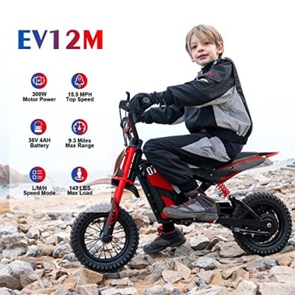 EVERCROSS EV12M Electric Dirt Bike, 300W Electric Motorcycle, 3-Speed Modes Motorcycle