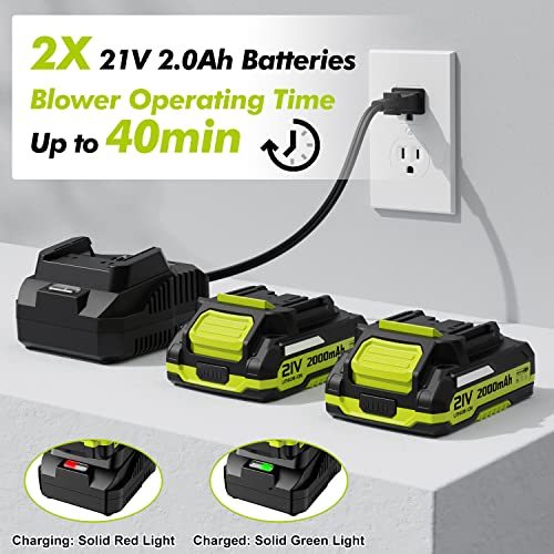 Cordless Leaf Blower - Electric Leaf Blower Cordless with 2 Batteries and Charger