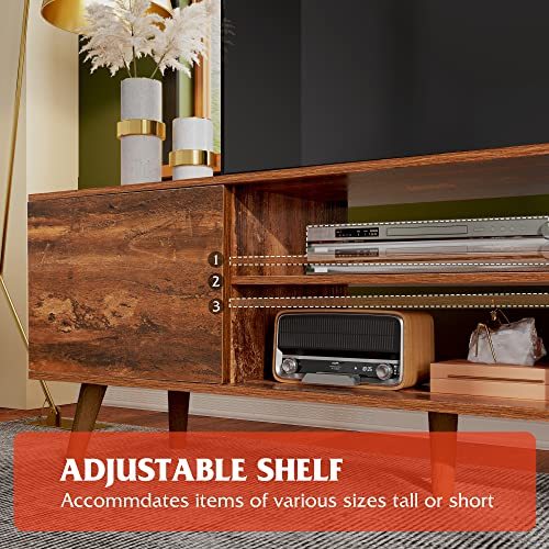WLIVE TV Stand for 55 60 inch TV, Mid Century Modern TV Console, Entertainment Center